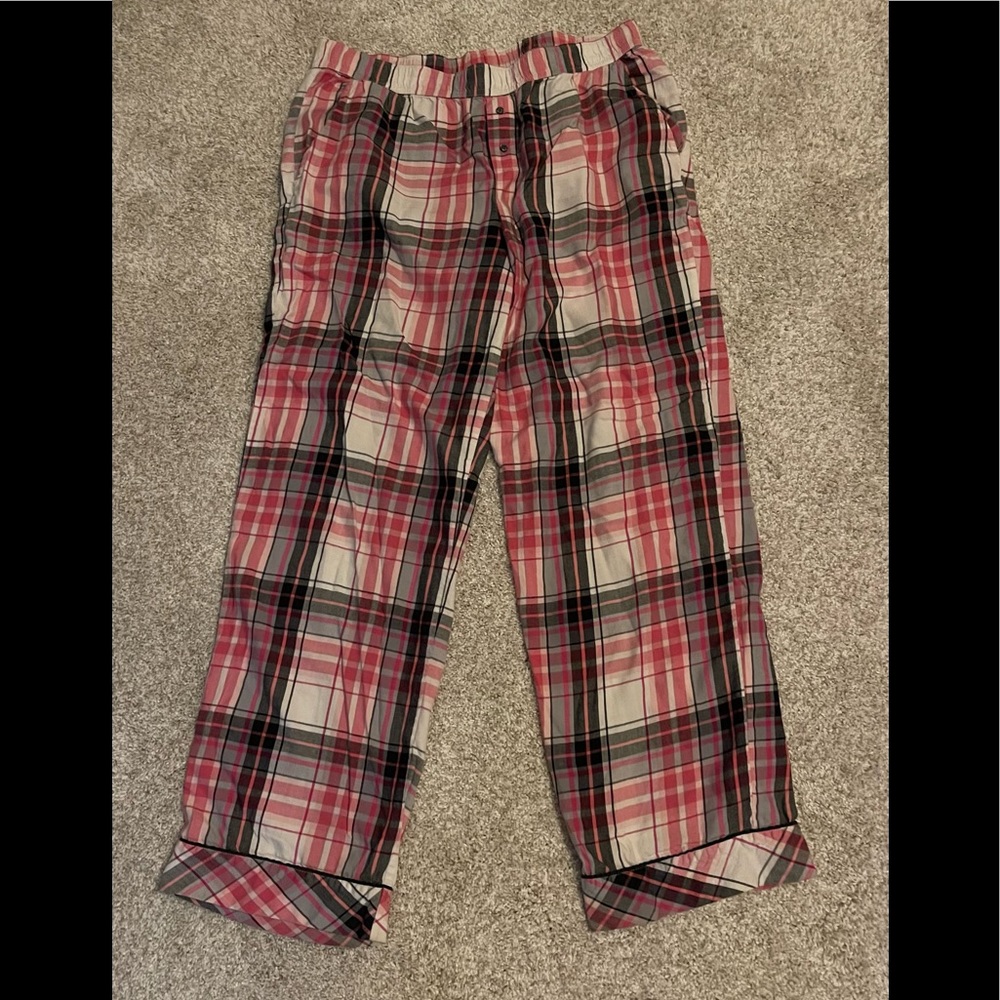 Victoria’s Secret Pink & Grey Plaid Pj Bottoms Size Medium
